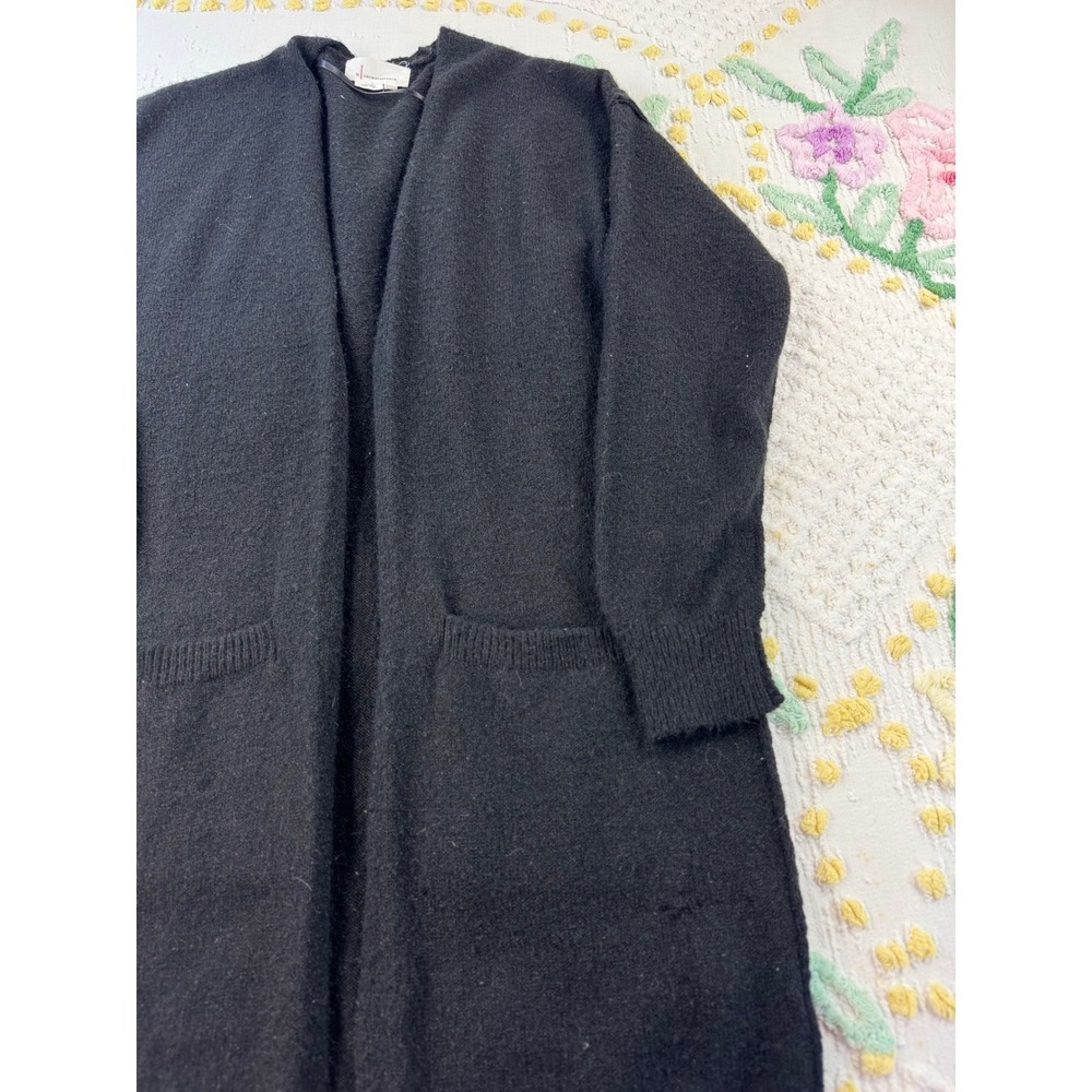 by Anthropologie Black Open Front Cardigan Sweater Knit Cozy Small S - Picture 3 of 11